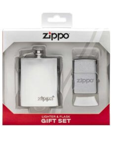 זיפו כסוף ממותג + פלאסק Zippo